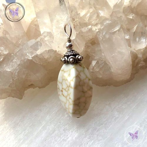 Natural Howlite & Silver Pendant